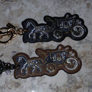 COACH Vintage Carriage Leather Bag Charm/Key Chain Set of 2